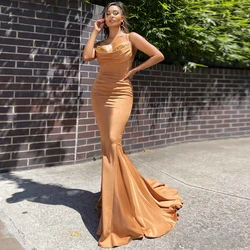 SISTER Yellow Spaghetti Strap Mermaid Evening Dresses for Guest Court Trian Sleeveless Formal Party 2022 вечернее платье Summer