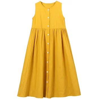 

New 2020 Summer Sleeveless Girls Dress Children Holiday Beach Dresses Baby Girls Pure Cotton Dresses Kids Casual Dress, #8607