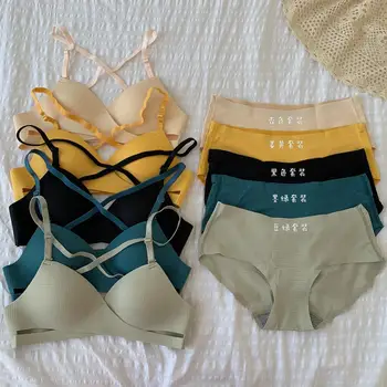 

K firm offers make pure color non-trace underwear comfort woman without rims in student bra bra pants suit