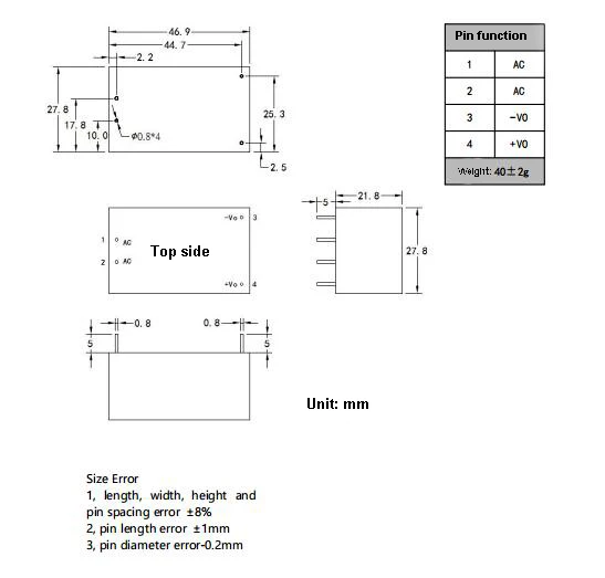 10W dim and weight