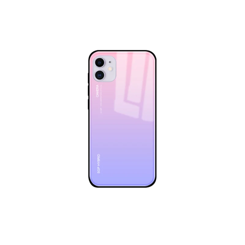 gradient pink Цветной чехол из закаленного стекла для Apple iphone 11 A2221 A2111 A2223 iphone 11 i phone 11 Мягкий ТПУ защитный чехол для задней панели телефона - Цвет: gradient pink