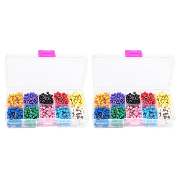 

2 Boxes Of Pins Practical Durable Creative Plastic Push Pin Map Tacks Map Push Pin Small Pins for Office Home School