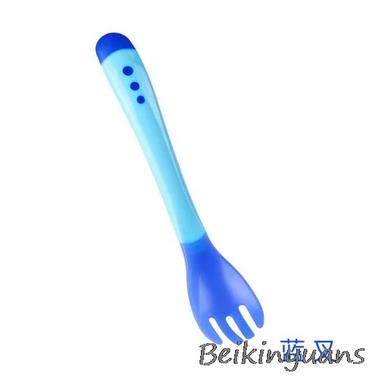 Blue fork Набор посуды для кормления детей, детская ложка с температурой падения, миска для кормления ребенка - Цвет: Blue fork