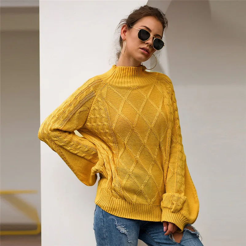 

Autumn And Winter Women's Turtleneck Sweater, Long-sleeved Loose Solid Color Sweater, Female Casual Pullover, Street Wear