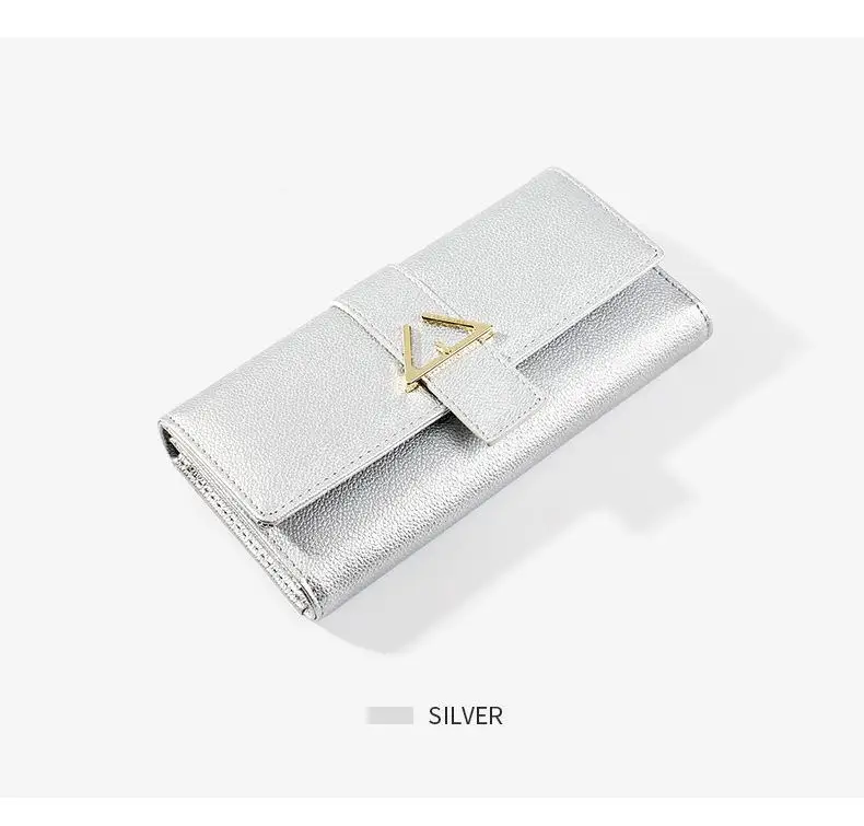 Женский кошелек Portafoglio Donna carteira feminina, Женский кошелек cartera mujer carteras portafoglio donna monederos para mujer portfel damski - Цвет: Серебристый