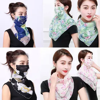 

New 2020 Face Mask Scarf Women Sun Protection Mouth Mask Neck Silk Scarves Outdoor Riding Chiffon Face Cover Shawl Handkerchief