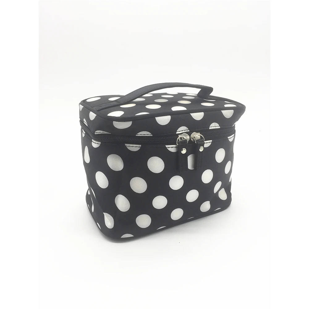 WOMENS COSMETIC ORGANIZER BAG FOR MAKE UP BIG DOTS CLASSIC DESIGN 5 COLORWAY PORTABLE SOFT BOX MIRROR RBAGS