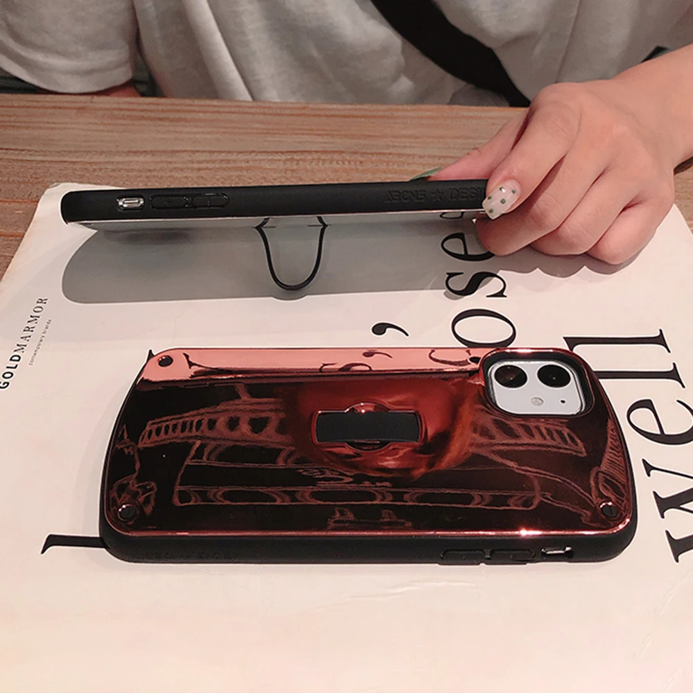 BFOLLOW зеркальный чехол для iPhone 11 Pro X XS Max XR 7 8 6 6S Plus Роскошный Жесткий Чехол-держатель с кольцом