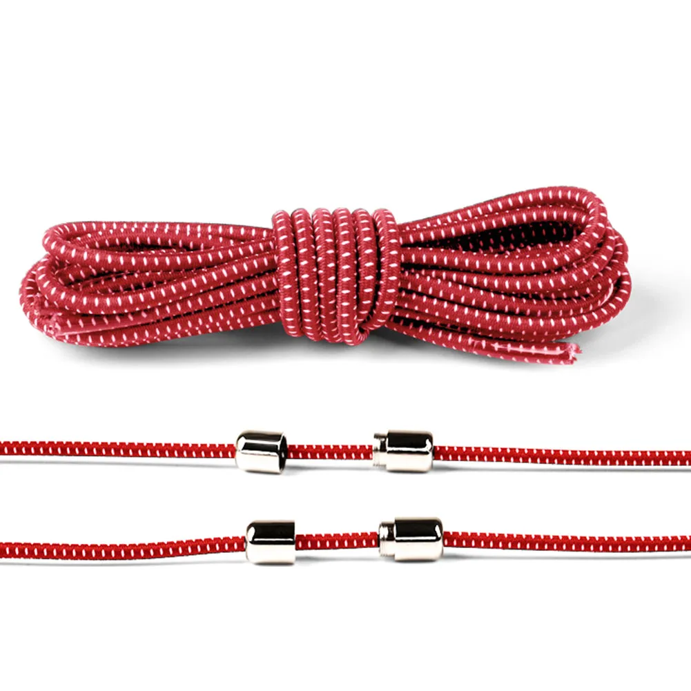

1 Pair No Tie Elastic Strap Lazy Quick Release Stretching Lock Shoelace Round Sports Metal Cap Shoestrings Sneakers Accessories