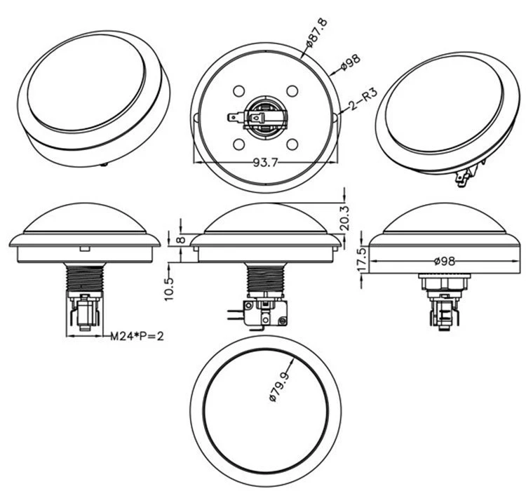 10 Units 100mm LED Illuminated Arcade Push Buttons Description Image.This Product Can Be Found With The Tag Names Arcade game 100mm push button, Big arcade button game, Push button board game, Sport push buttons arcade