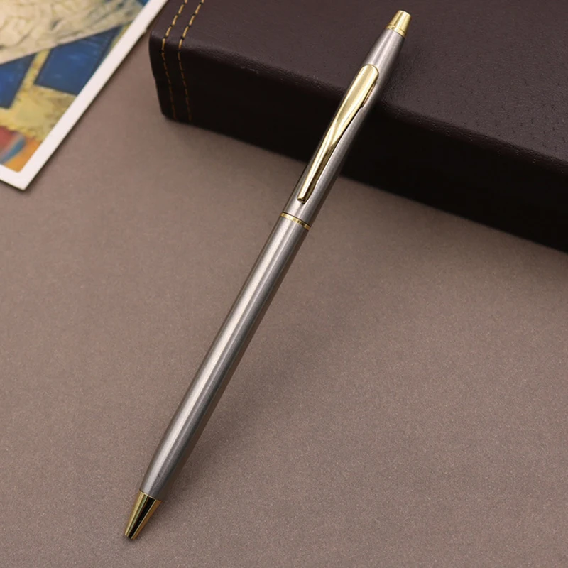 

Metal Signing Pen Stainless Steel Rod Rotating Ballpoint Pen 0.5mm Ballpen School Office Supplies Stationery Articles Ball Pens