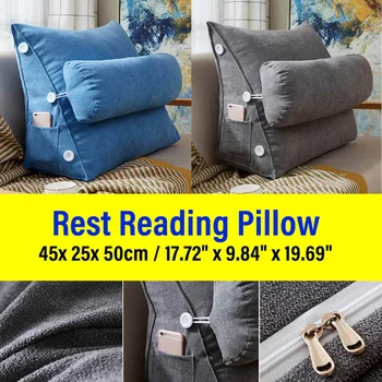 

45cm Comfortable Breathable Triangular Wedge Lumbar Pillow Support Rest Sleep Neck Bolster Soft Headboard Home Office Cushion