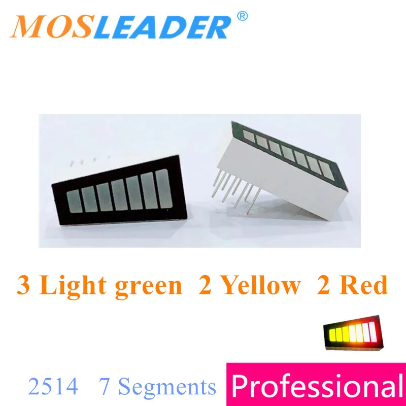 mosleader-100pcs-3-green-2-yellow-2-red-2514-display-7-segments-dip8-trapezium-bargraph-led-bar-reverse-parking-sensor-radar