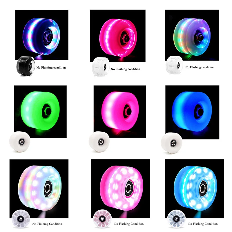 Led Light Up Wheels Suitable for Quad Roller Skates With Magnetic Core But Not Bearings Outdoor Skating Women Girl Sneaker 58x32 |