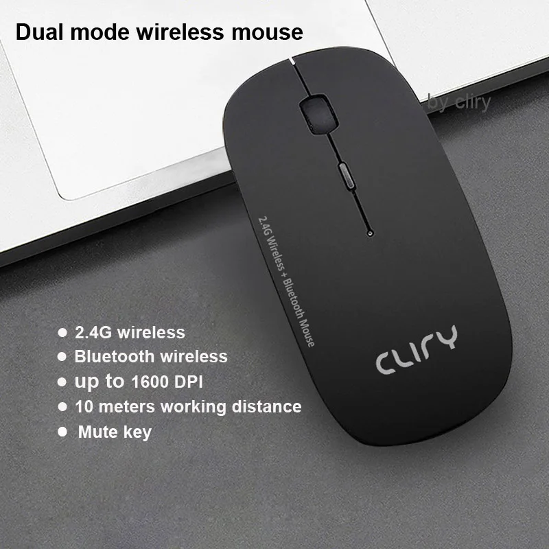 Bluetooth 5 0 + 2 4 ГГц Беспроводная Двухрежимная беспроводная мышь в 1 1600 DPI ультратонкая