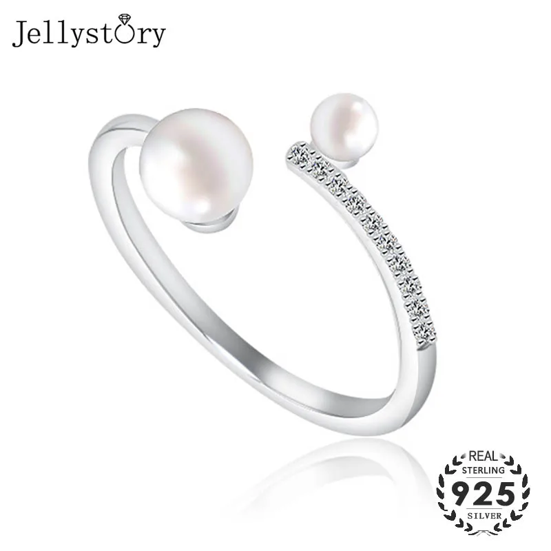 

Jellystory trendy 925 sterling silver freshwater pearl ring jewelry for women wedding engagement party adjustable ring wholesale