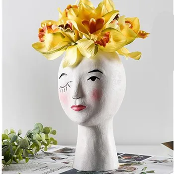 

HAND-PAINTED GIRL CEMENT FLOWER POT ORNAMNETS OFFICE DESKTOP SUCCULENT POTTED PLANTS DECORATION TABLE FURNISHINGS CRAFTS X3102