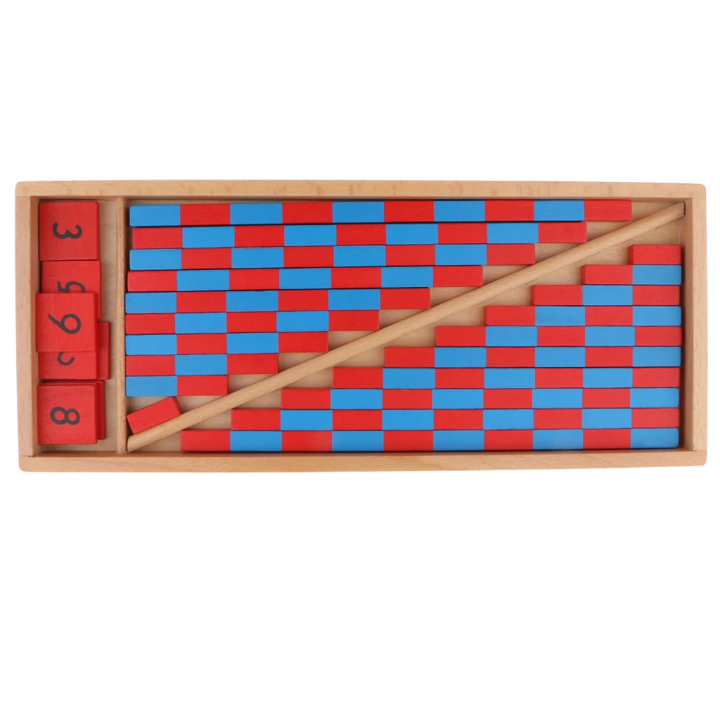 Montessori Toy Wooden Red & Blue Rods Kids Classic Learning & Education Toy