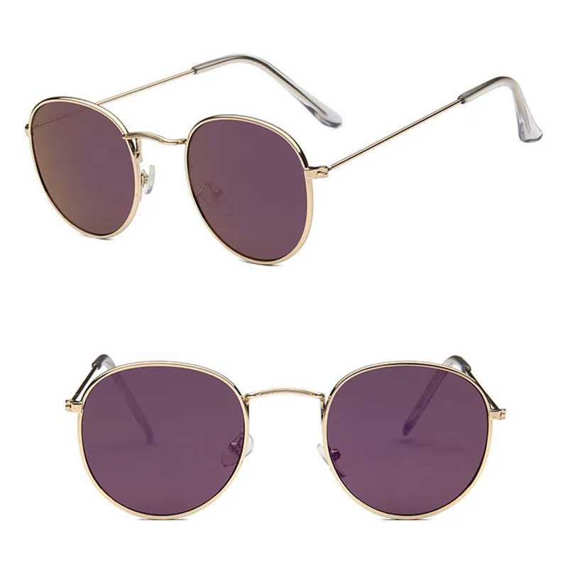 RBRARE классический сплав маленькая оправа Светоотражающие женские очки линзы солнцезащитные очки винтажная металлическая оправа Oculos Feminino розовое зеркало - Цвет линз: Gold Purple