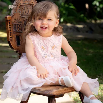 

DBA12546 dave bella summer baby girl's cute cartoon mesh zipper dress children fashion party dress kids infant lolita clothes