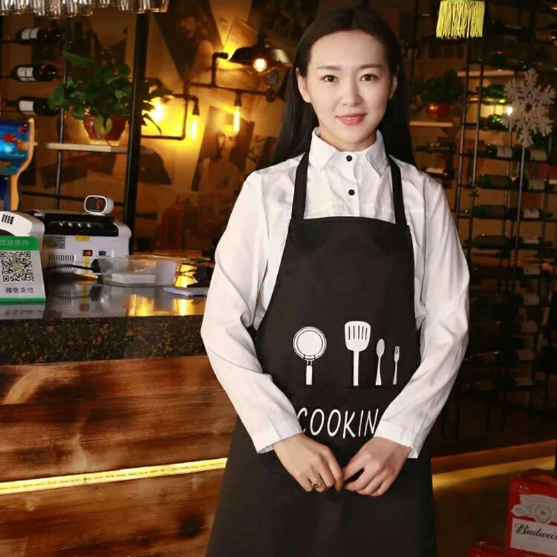 Aprons Adult Bibs Cooking Apron Waterproof Polyester Apron 1PCS Coffee Shop Cleaning Aprons Woman Men Kitchen Accessory