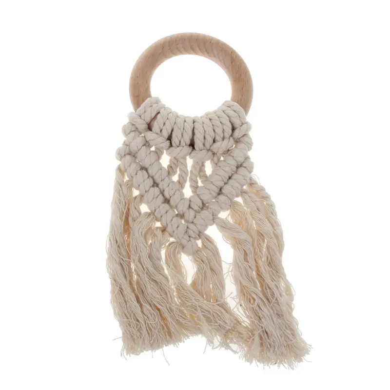 Радуга кисточкой макраме деревянный Boho детский Прорезыватель хлопок шнур дерево прорезывание зубов игрушка Душ подарок AXYA - Цвет: 5