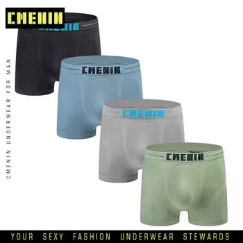 

CMENIN 4Pc/lot Breathable Sexy Men Underwear Boxer Shorts Striped Underpants Polyester Mens Boxershorts Underware Boxers CM001