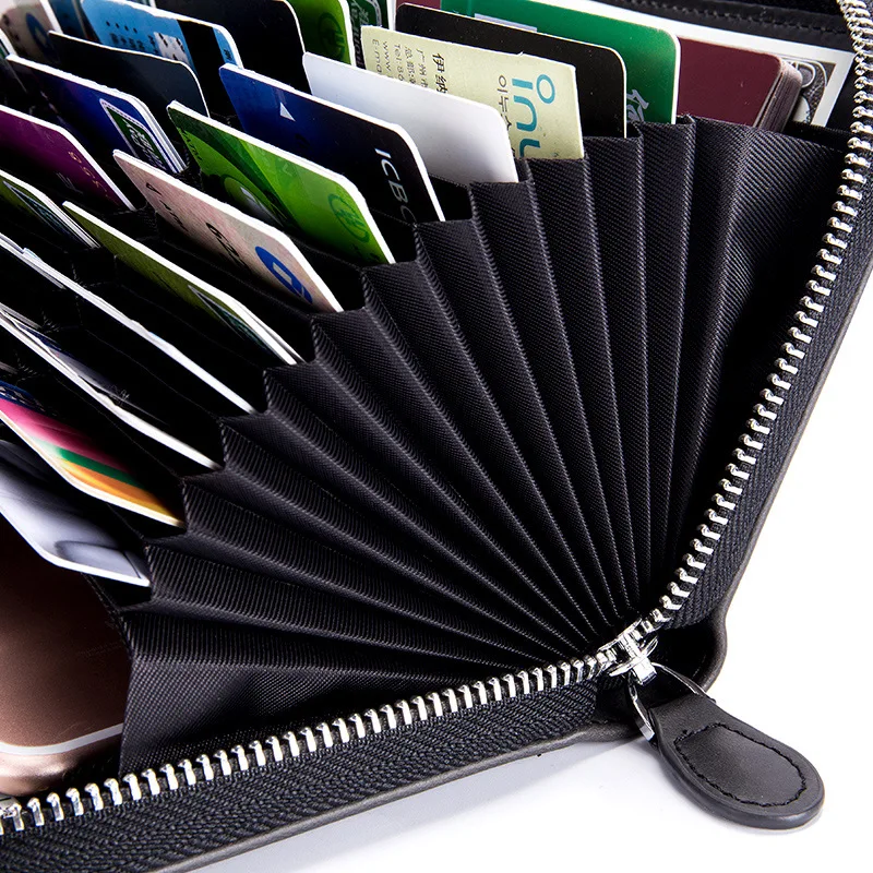 Ceny GO szczęście marki prawdziwej skóry RFID sprzęgła portfel męski na kartę kredytowa, dowód osobisty etui na wizytówki portfele mężczyzn telefon komórkowy etui na zamek