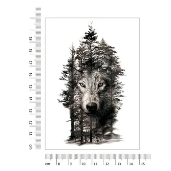 

Fashion Waterproof Temporary Tattoo Sticker Chest Cool Wolf Forest Stickers Flash Tatoo Fake Tattoos For Women Men