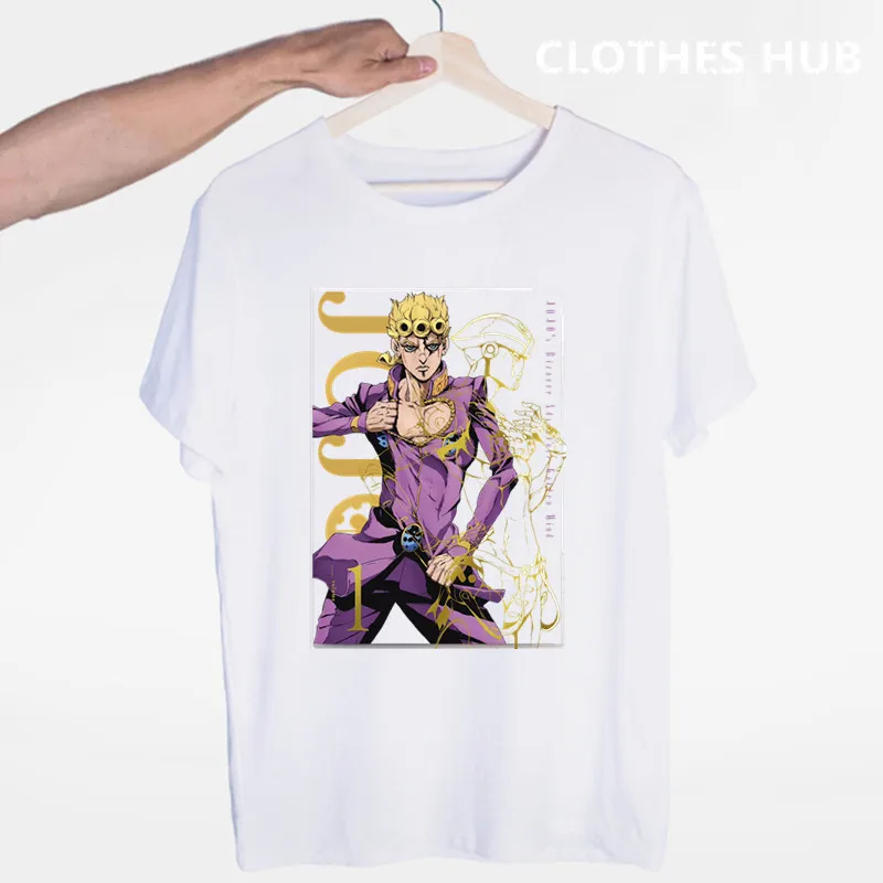 JoJo необычные приключения, забавные футболки для мужчин/женщин, японская футболка с аниме-принтом, повседневная футболка Jojo, хип-хоп топы, футболки для мужчин/женщин - Цвет: Хаки