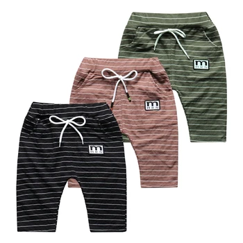 

Summer Baby Boys Shorts Pants Brown Green Knee Length Letter Striped Casual Kids Boy Short Pants Children Clothes Black 2-6 Year