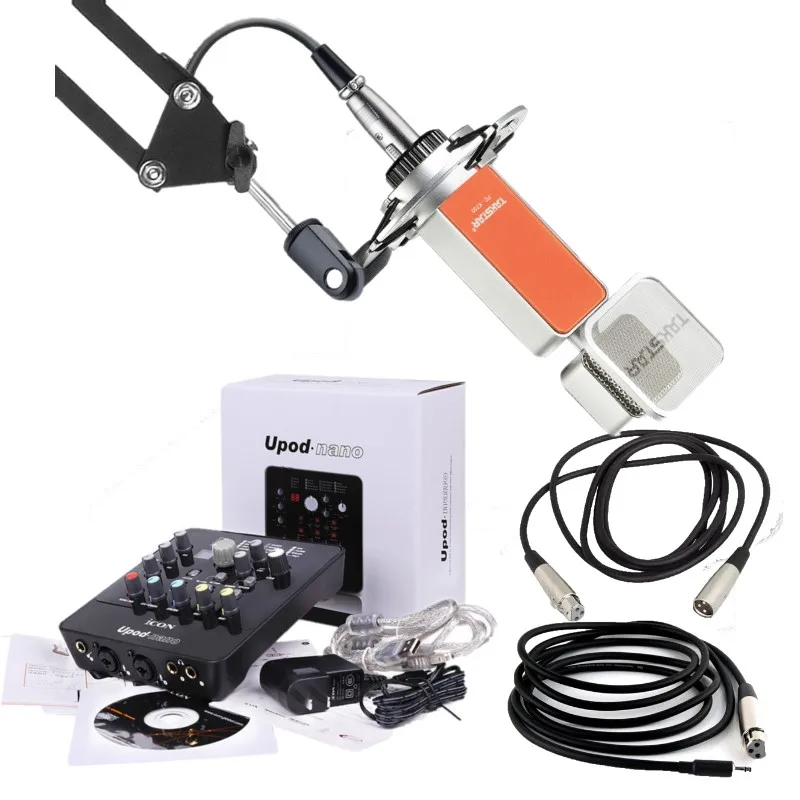 

Takstar PC-K700 recording microphone with ICON upod nano sound card with ISK audio cables for Internet karaoke/recording