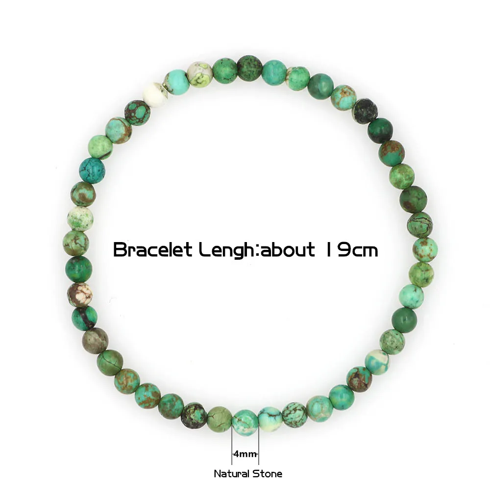 Stone Bead Bracelet 4mm Natural Lapis Lazuli Tiger Eye Round Beaded for Men Women