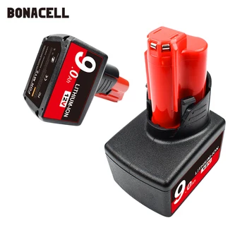 

Bonacell 12V 9.0Ah 9000mAh Lithium-ion Replacement M12 Battery for Milwaukee Batteries power tool XC 48-11-2411 48-11-2420 L50