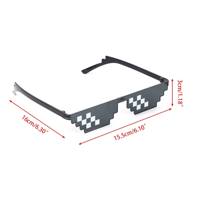 1Pc Thug Life Glasses Deal With It Glasses Pixel Women Men Black Sunglasses 5