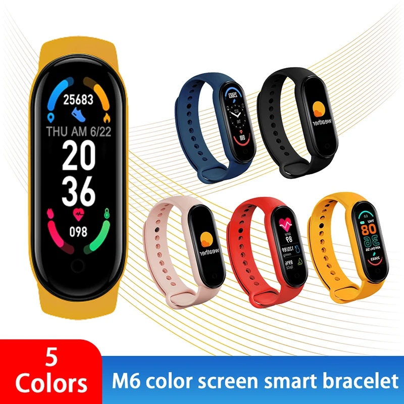 M6 Smart Bracelet Watch Band Fitness Tracker Heart Rate Blood Pressure Monitor Color Screen Wristband Sport Pedometer | Электроника