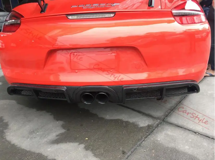 Cayman 981 GT4 из углеродного волокна, Автомобильный задний бампер, спойлер, диффузор, задний губ для Porsche Cayman 981 GT4 Boxster 2013