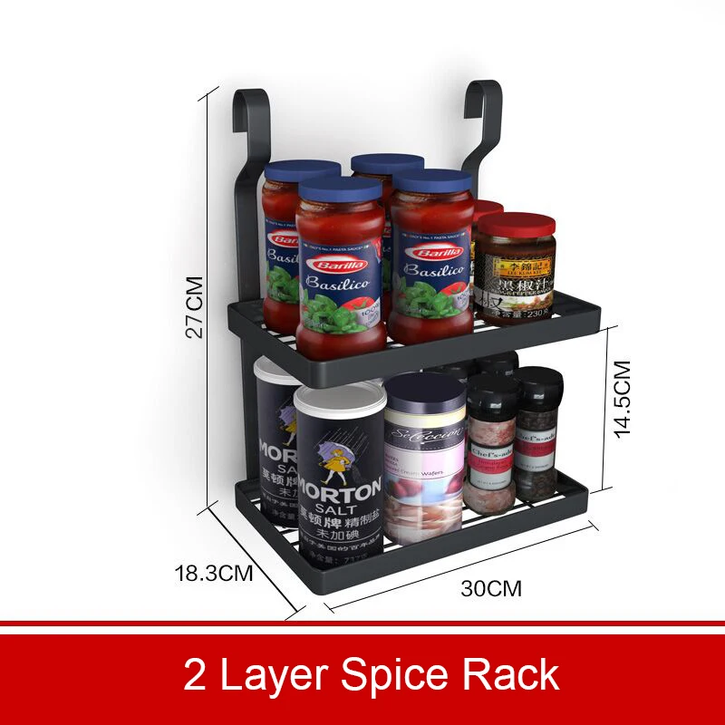 Punch Free Kitchen Storage Rack Wall Mounted Multifunction Kitchen