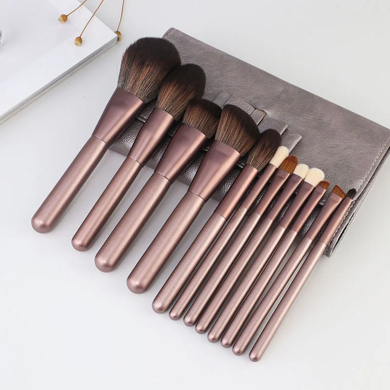 

Doxa 12Pcs Professional Eyes Makeup Brushes Set Wood Handle Eyeshadow Highlighter Brush Blending Powder Make Up Brushes