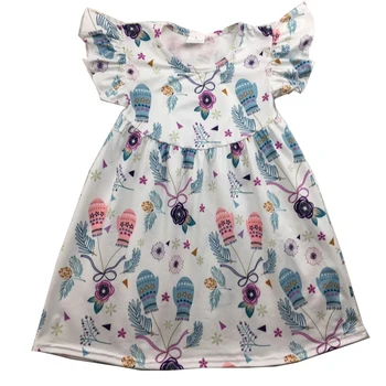 

baby girl summer boutique dress cute gloves floral printed pearl dress