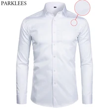 Белая деловая рубашка, Мужская Модная приталенная Повседневная рубашка с длинным рукавом, Мужская офисная рубашка с карманом, S-8XL