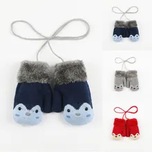Детские плюшевые теплые шейные варежки модные милые Мультяшные уличные плюшевые перчатки