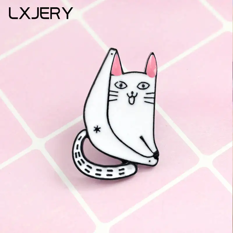 LXJERY Мультяшные забавные разрезы Кот эмаль значок на рюкзак Милая брошь булавки