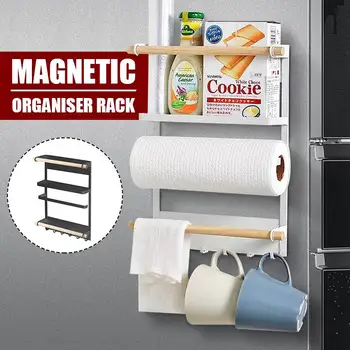 

4 Tier Magnetic Refrigerator Rack Metal Household Spice Rack Kitchen Supplies Side Iron Wall Hanging Basket Organizer Rack