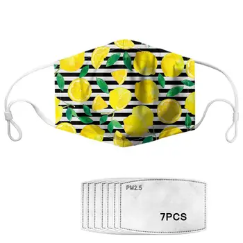 

INSTANTARTS Stripe Pineapple Printing Face Maks with 7pcs Filter Paper Outdoor Mouth Mask Anti Dust Washbale Breathable Mascaras