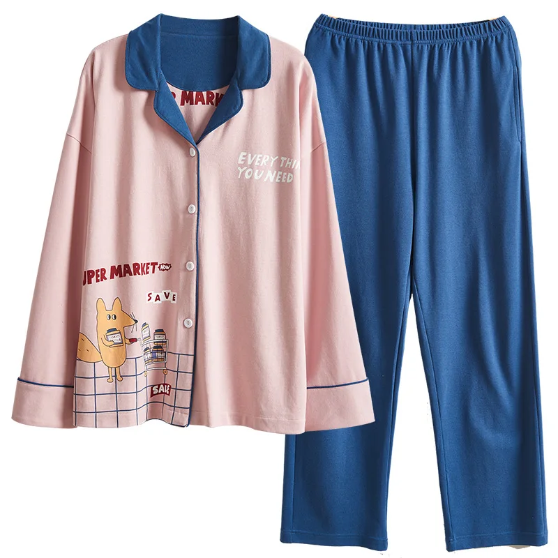 Женские пижамные комплекты 4XL пижамы Осень-зима женские хлопковые Пижамные комплекты Домашняя одежда с героями мультфильмов костюмы пижамы с длинными рукавами для женщин - Цвет: 3609
