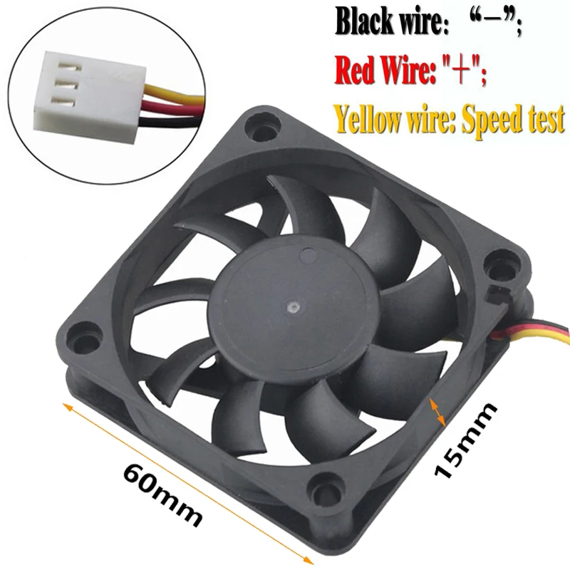 50 штук в партии Gdstime DC 12V 3Pin 6015s 6 см 60 мм 60x60x15 Бесщеточный вентилятор
