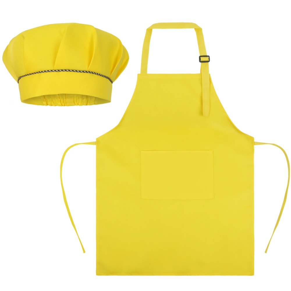 SUNLAND Kids Apron and Hat Set Children Chef Apron for Cooking Baking