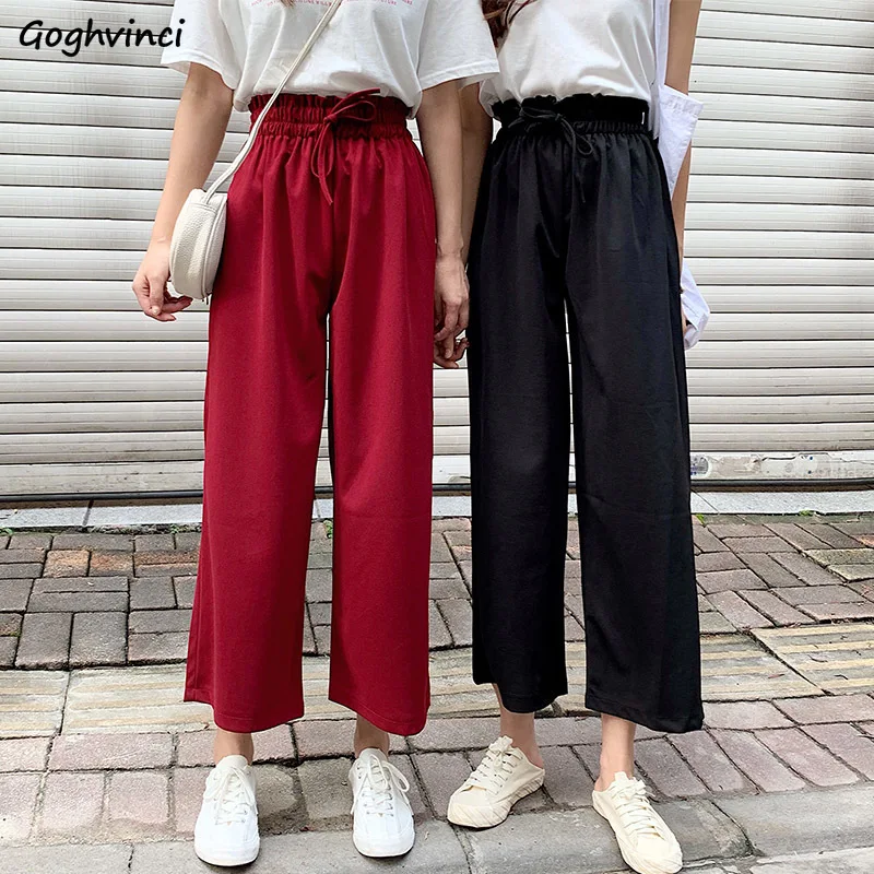 

Trousers Women High Waist Breathable Korean Style Loose Casual Womens Pants Black Females Harajuku Drawstring Plus Size Trendy