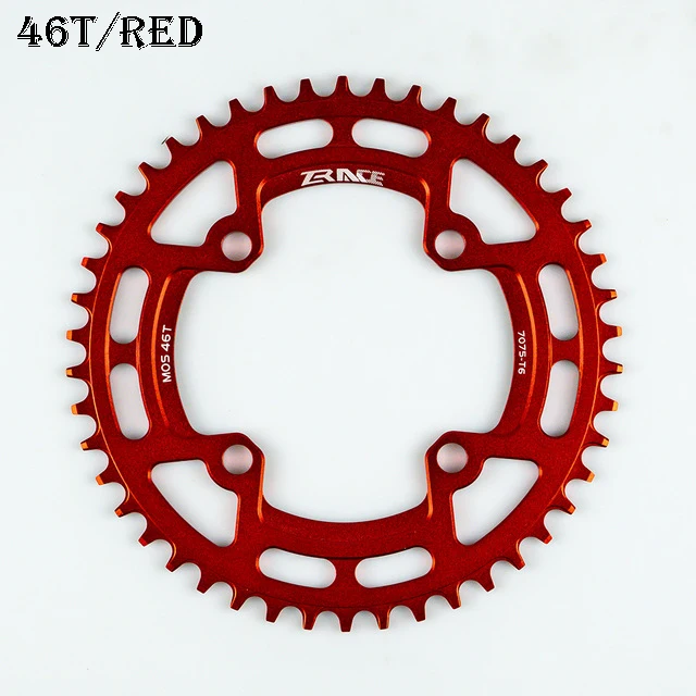 ZRACE велосипедная Звездочка 40 T/42 T/44 T/46 T/48 T/50 T/52 T Звездочка узкая ширина зуб AL 7075 CNC MTB дорожный складной велосипед гравийный велосипед - Цвет: 46T-Red